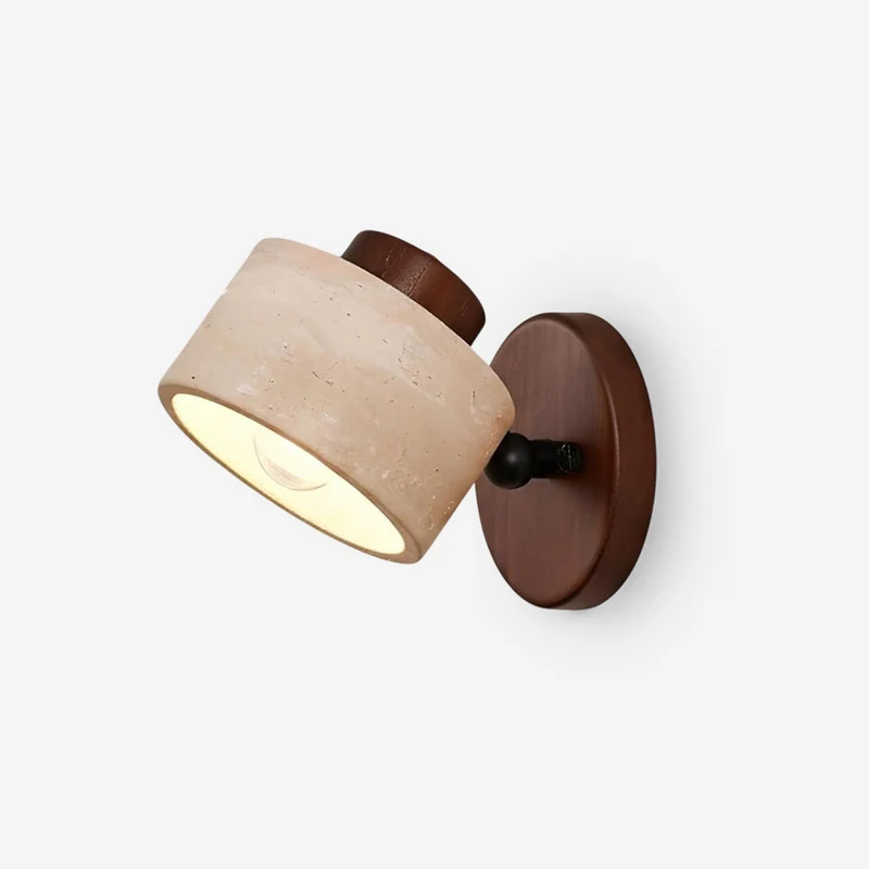 Euroselle Adjustable Wall Sconce With Natural Travertine And Wood