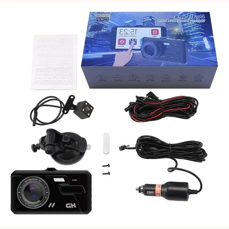 Euroselle Dual 1080P Front and Rear Dash Camera, 170° Wide Angle