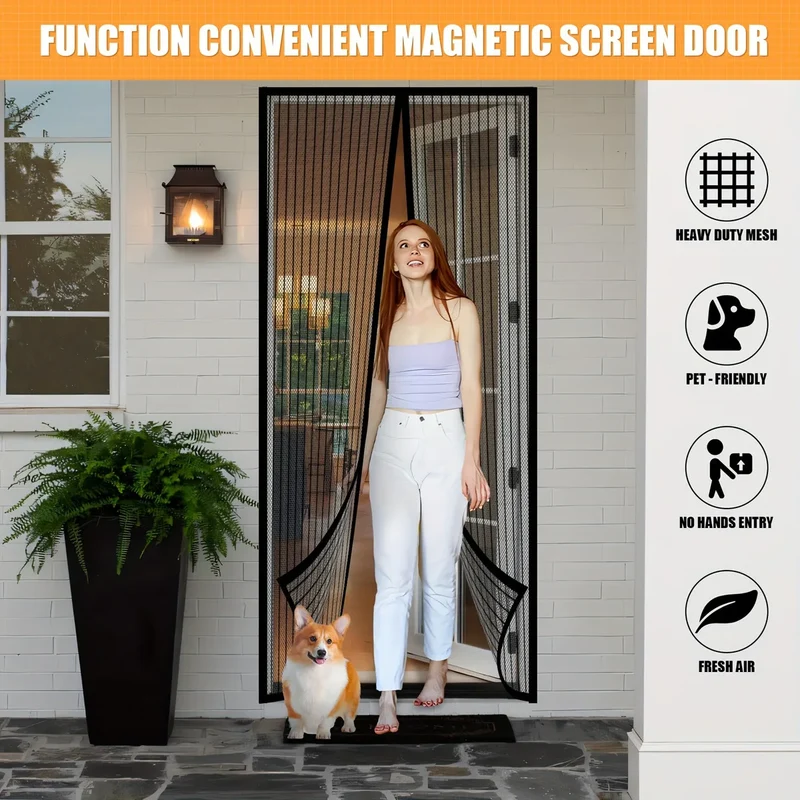 Euroselle Mosquito-Resistant Door Curtain With Touchless Passage 100x210 cm For Living Room Bedroom