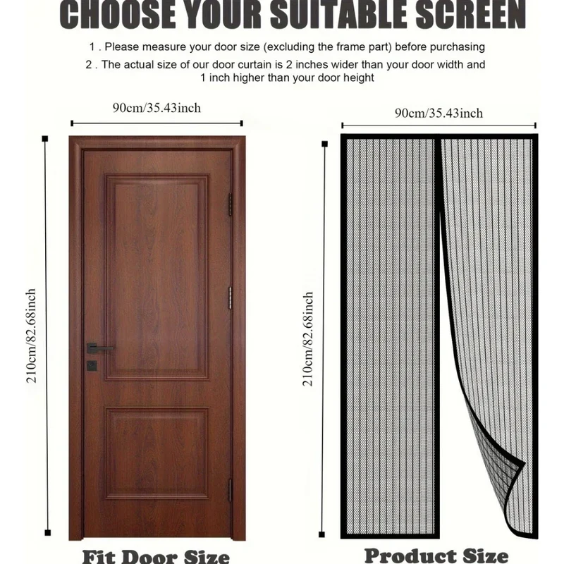 Euroselle Mosquito-Resistant Door Curtain With Touchless Passage 100x210 cm For Living Room Bedroom