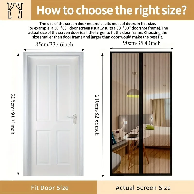 Euroselle Mosquito-Resistant Door Curtain With Touchless Passage 100x210 cm For Living Room Bedroom
