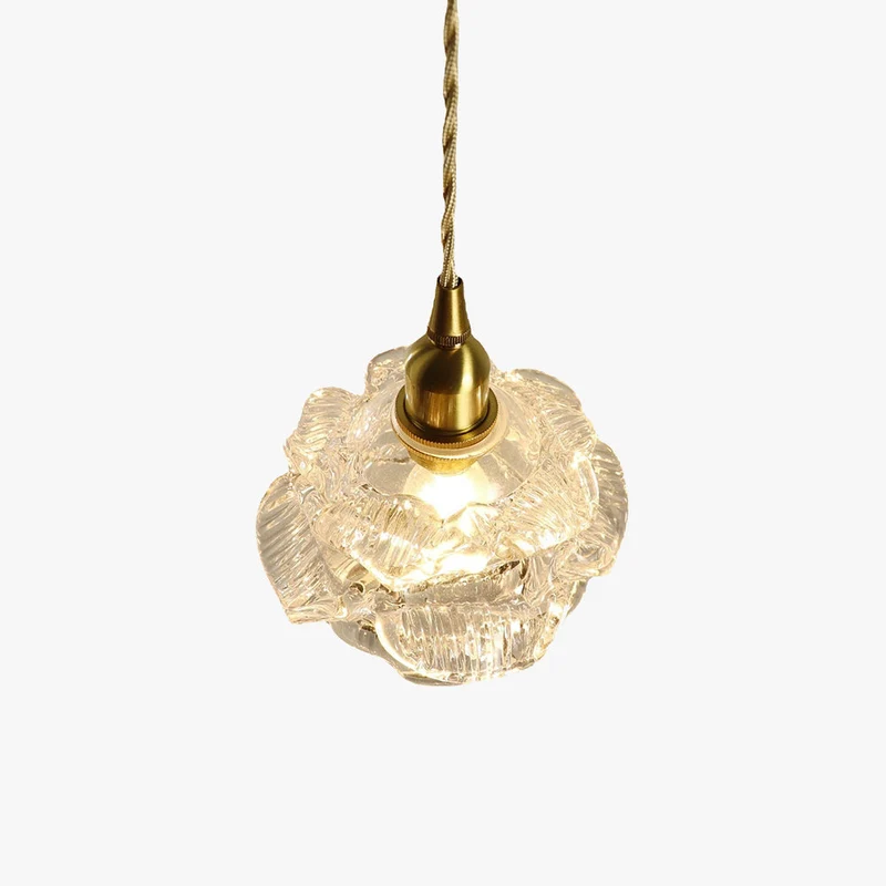 Rose Pendant Light With Glass Shade And Copper Body, E14 Base Euroselle