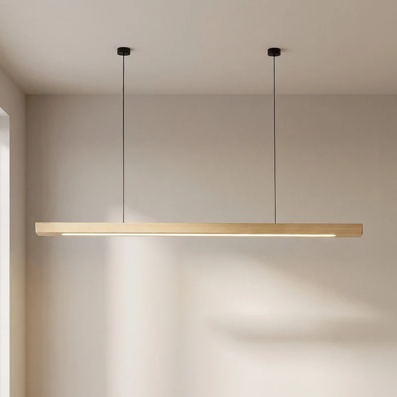 Arcwood Solid Wood Linear Pendant Lighting For Kitchen Islands And Dining Tables By Euroselle