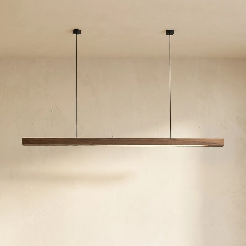 Arcwood Solid Wood Linear Pendant Lighting For Kitchen Islands And Dining Tables By Euroselle