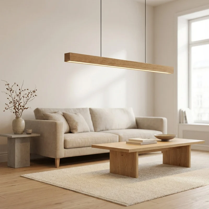 Arcwood Solid Wood Linear Pendant Lighting For Kitchen Islands And Dining Tables By Euroselle