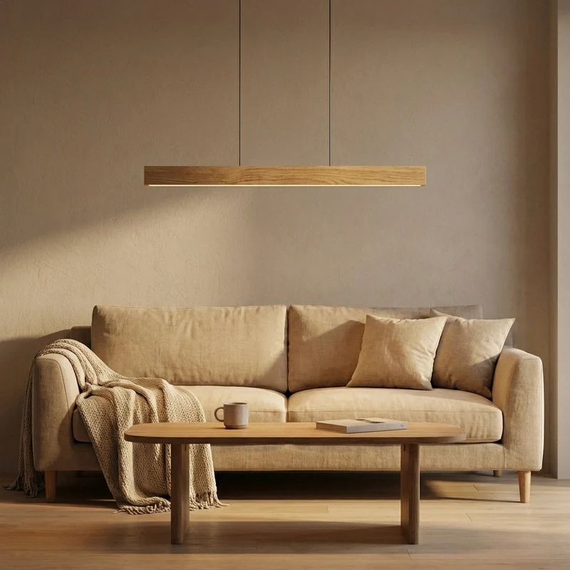 Arcwood Solid Wood Linear Pendant Lighting For Kitchen Islands And Dining Tables By Euroselle