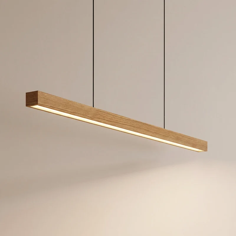 Arcwood Solid Wood Linear Pendant Lighting For Kitchen Islands And Dining Tables By Euroselle