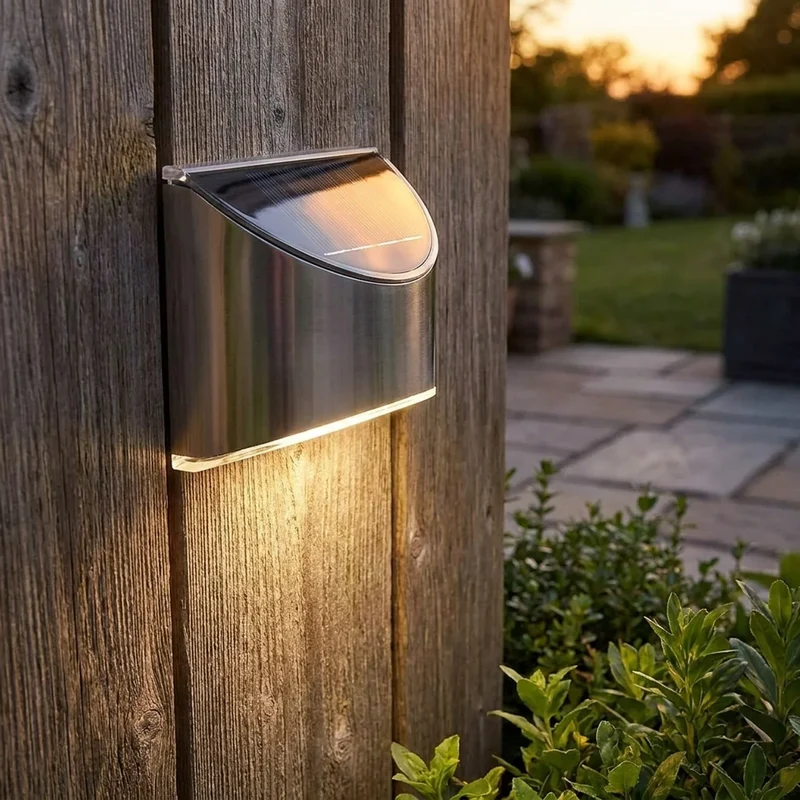Euroselle Solar LED Outdoor Wall Lantern Stainless Steel IP65 Waterproof Garden Light