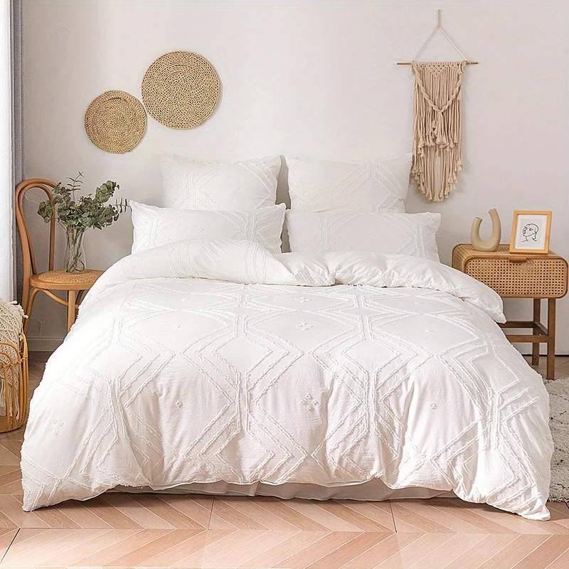 Soft Grid Tufted Bedding Duvet Cover Set Euroselle