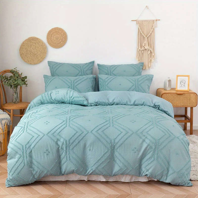 Soft Grid Tufted Bedding Duvet Cover Set Euroselle