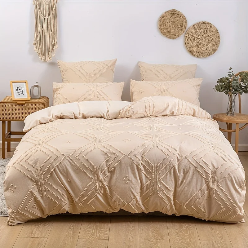 Soft Grid Tufted Bedding Duvet Cover Set Euroselle