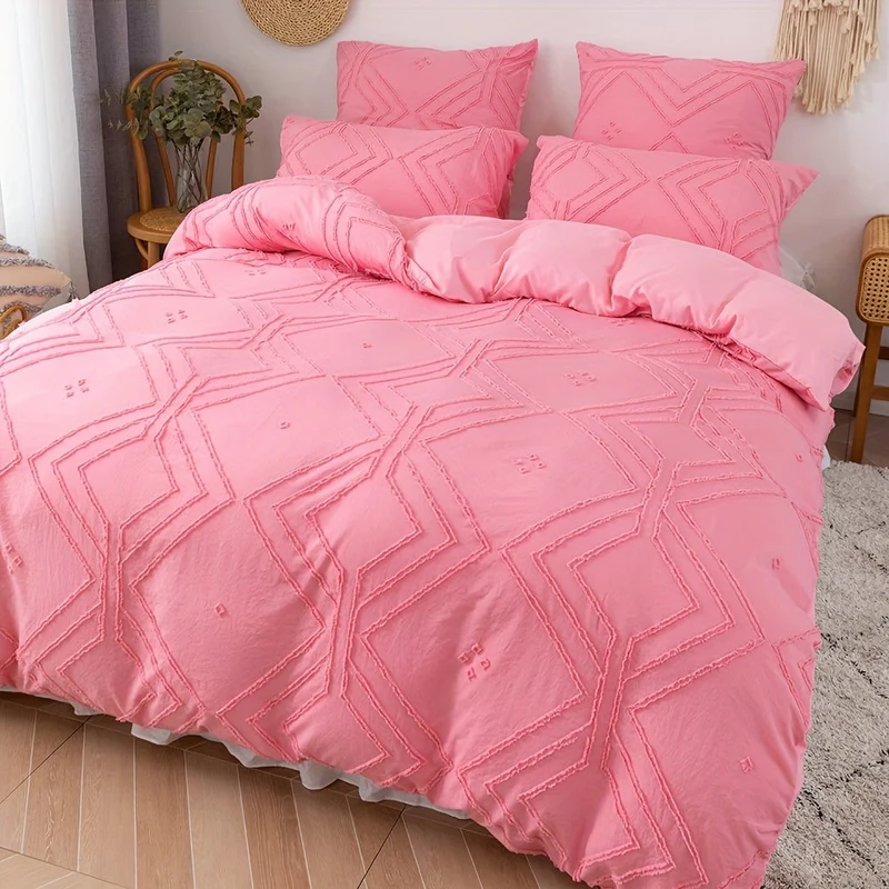 Soft Grid Tufted Bedding Duvet Cover Set Euroselle