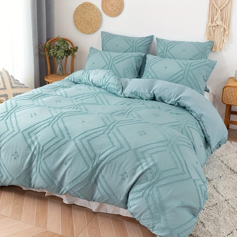 Soft Grid Tufted Bedding Duvet Cover Set Euroselle