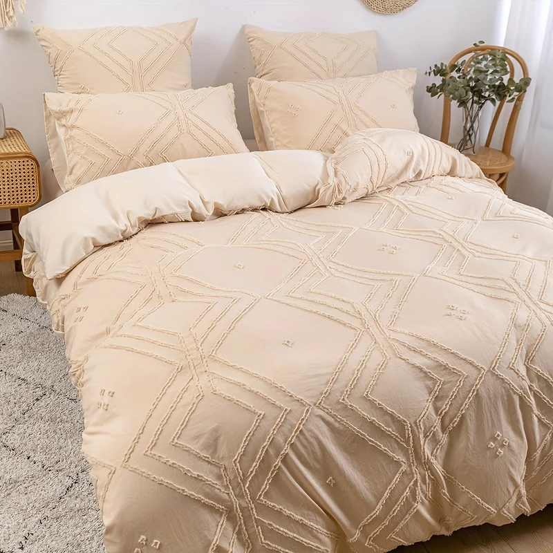 Soft Grid Tufted Bedding Duvet Cover Set Euroselle