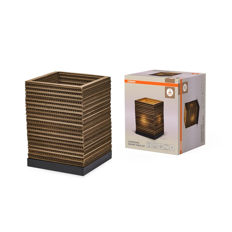 OSRAM DECOR Tischleuchte Decor Cardboard Square braun, E27