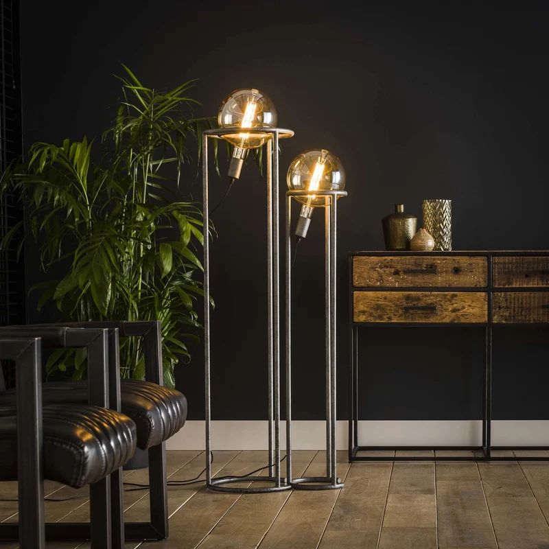 Stehlampe 2L match 2er-Set Ø200 mm Lichtquelle – Alt Silber Finish