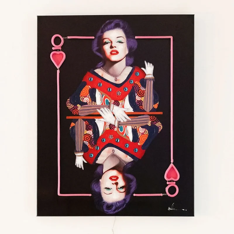 Wandmalerei (LED-Neon) - Marilyn 70x90 cm