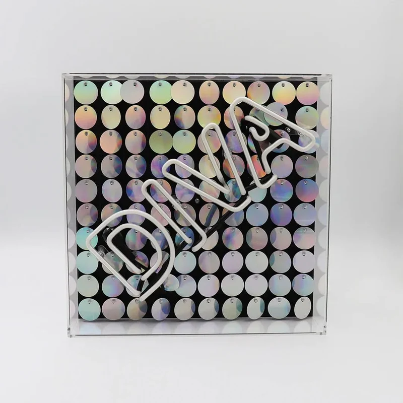 Diva" Acrylbox Neonlicht mit Pailletten