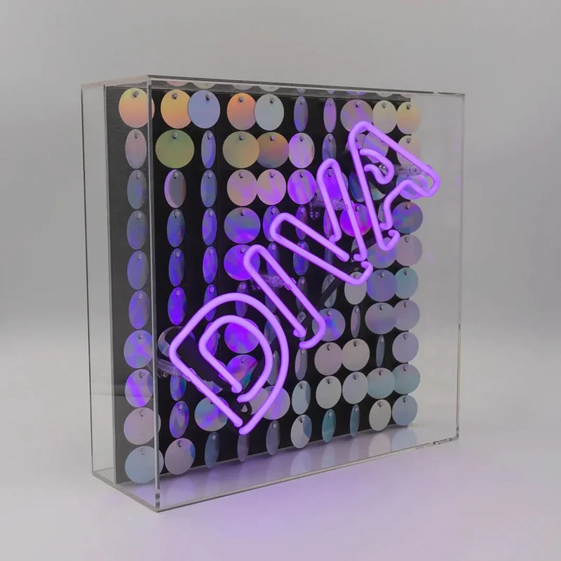 Diva" Acrylbox Neonlicht mit Pailletten