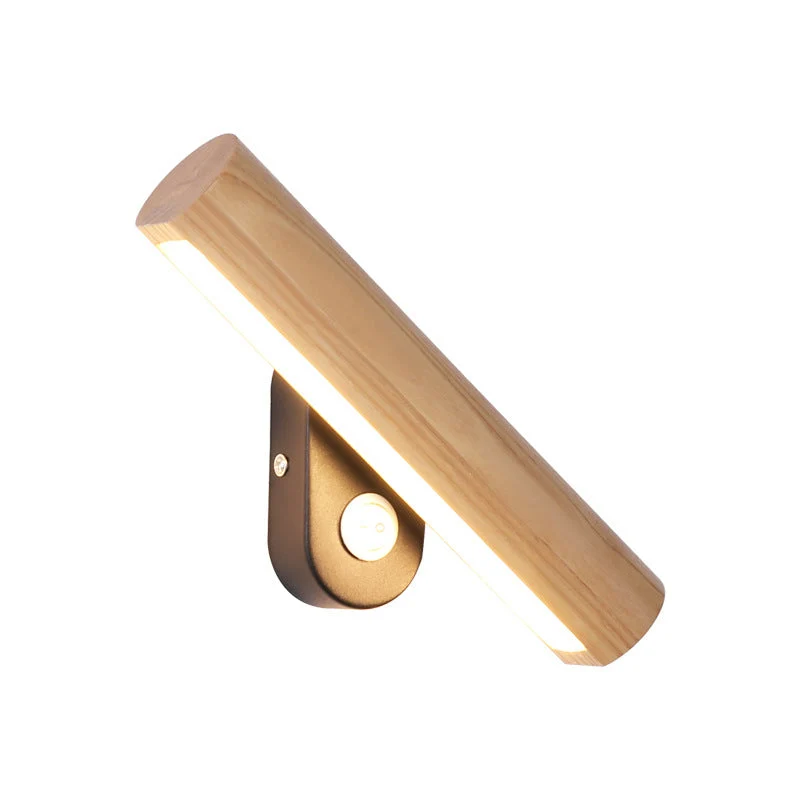 Euroselle Rotatable LED Wall Sconce With Wood Finish And Dual Color Temperature Two Size Options