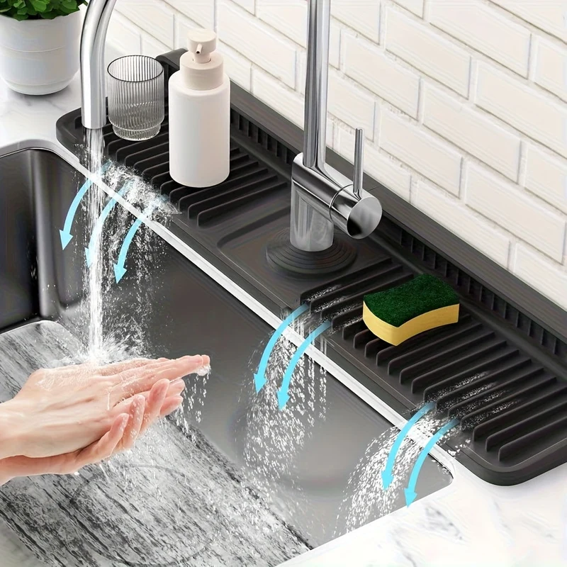 Euroselle Cut-To-Fit Silicone Sink Mat With Fast Drain System
