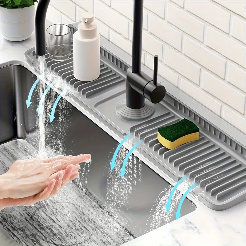 Euroselle Cut-To-Fit Silicone Sink Mat With Fast Drain System