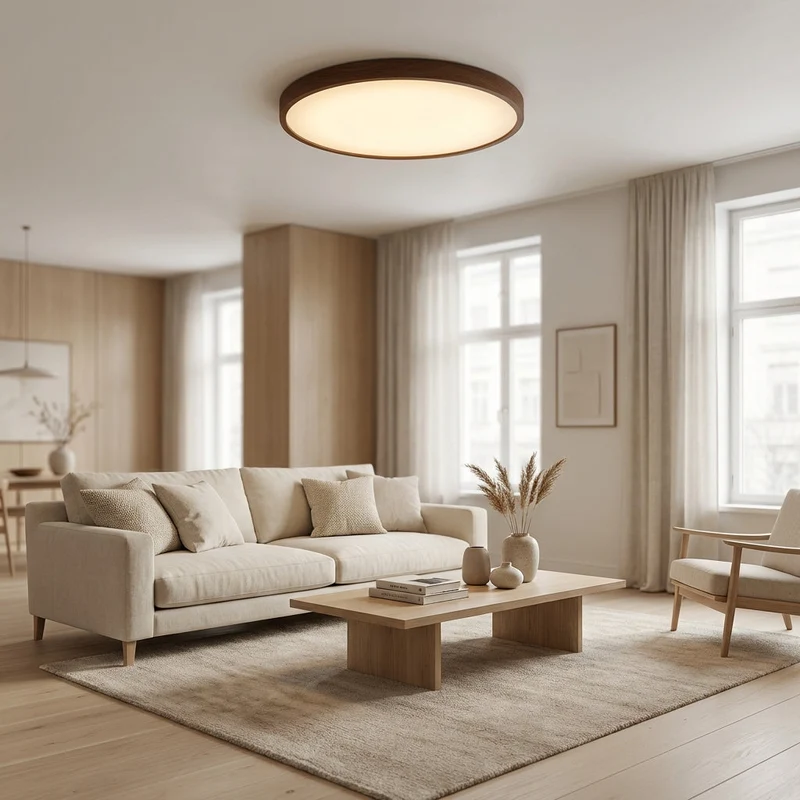 Aurel Dark Wood Ceiling Lamp With Natural Light Ambience Euroselle
