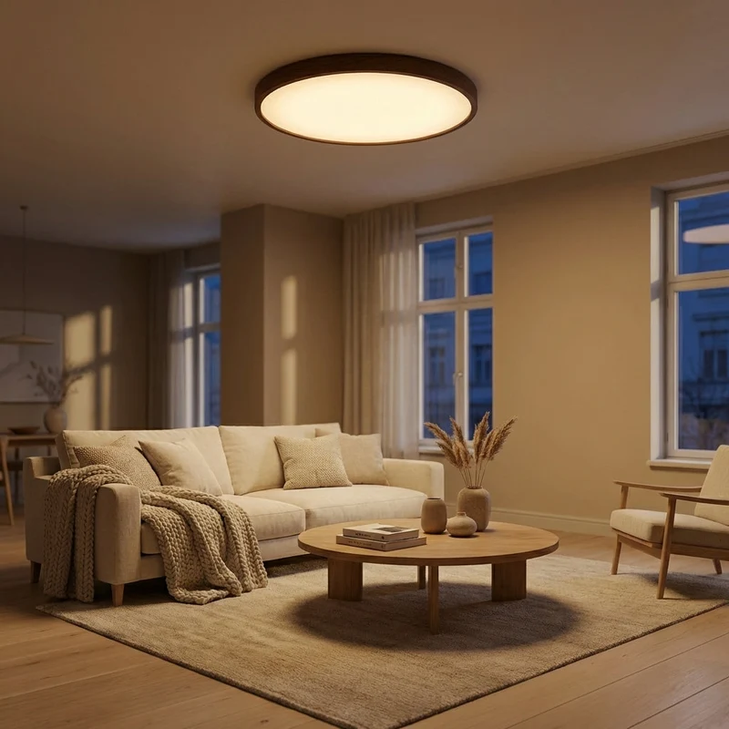 Aurel Dark Wood Ceiling Lamp With Natural Light Ambience Euroselle
