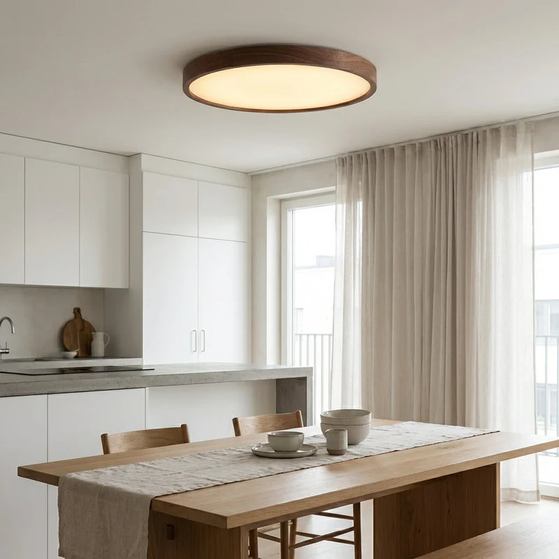Aurel Dark Wood Ceiling Lamp With Natural Light Ambience Euroselle