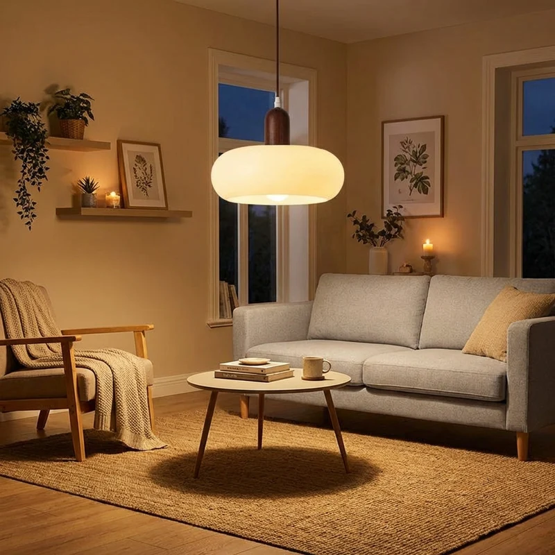 Nova Nordic Wood And Glass Pendant Lamp For Home Use Euroselle
