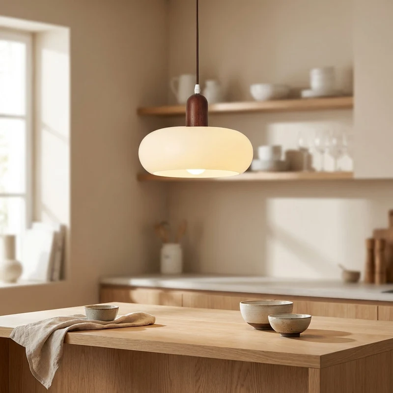 Nova Nordic Wood And Glass Pendant Lamp For Home Use Euroselle