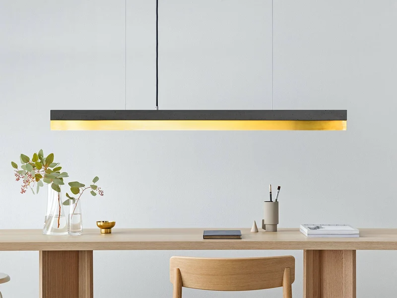 Gantlights C1 LED-Pendelleuchte 122cm Beton Holz