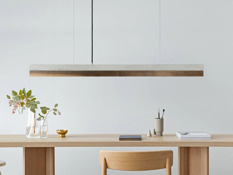Gantlights C1 LED-Pendelleuchte 122cm Beton Holz