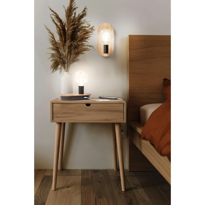 OSRAM DECOR Wood Wall Wandleuchte, schwarz/holz, E27