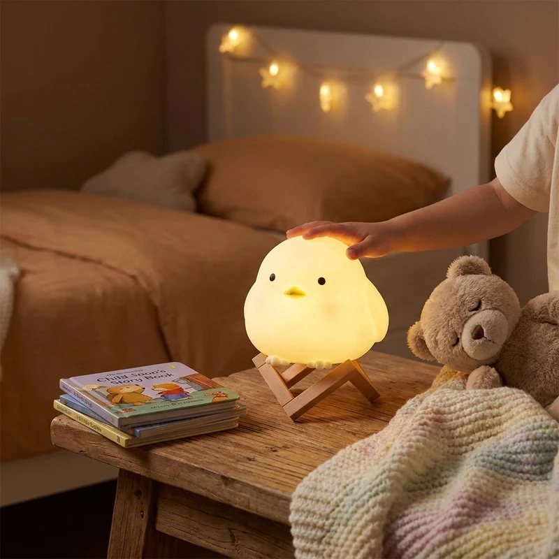 Animal Character LED Night Light In Soft Silicone Portable Lamp By Euroselle