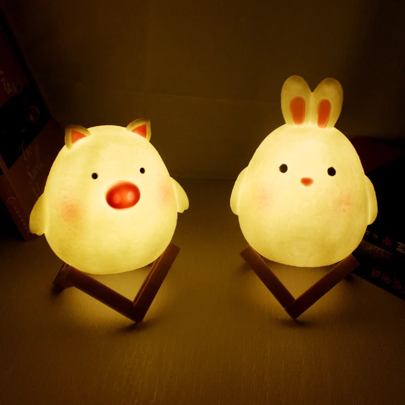 Animal Character LED Night Light In Soft Silicone Portable Lamp By Euroselle