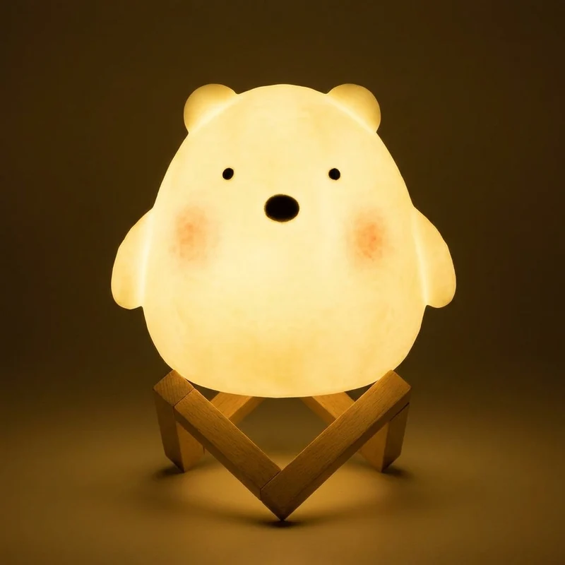 Animal Character LED Night Light In Soft Silicone Portable Lamp By Euroselle