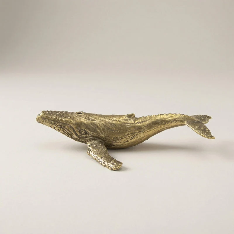 Handcrafted Brass Whale Figurine For Coastal Table Decor Euroselle