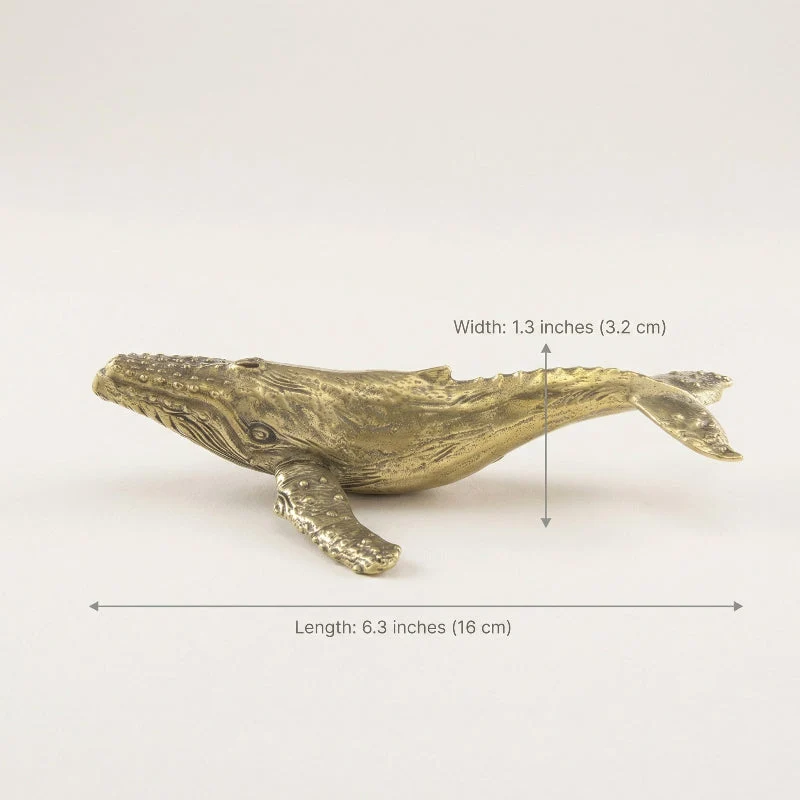 Handcrafted Brass Whale Figurine For Coastal Table Decor Euroselle