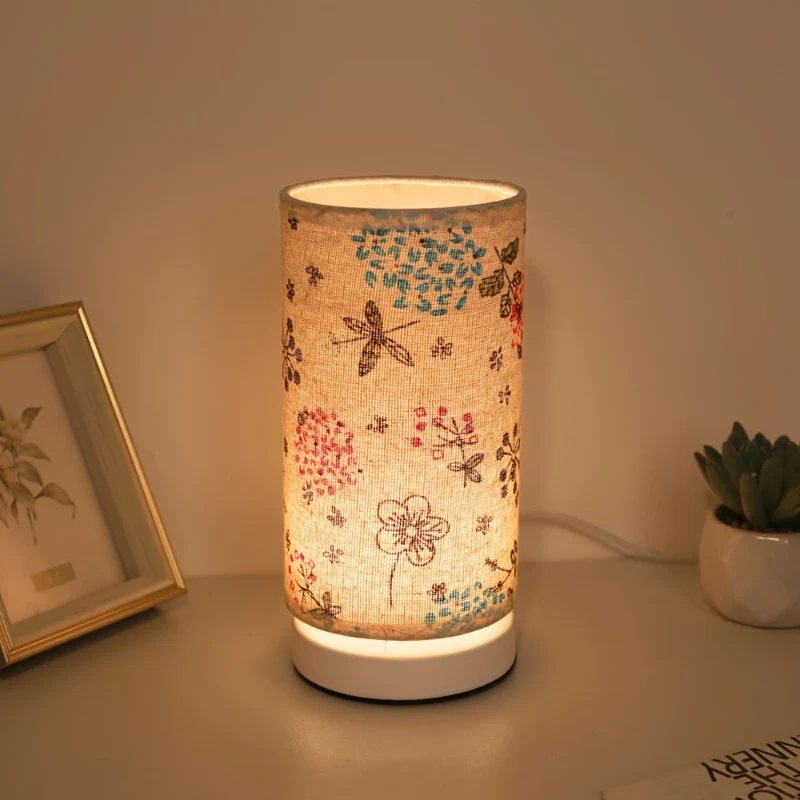 Euroselle Floral Fabric Table Lamp for Cozy Vintage Lighting