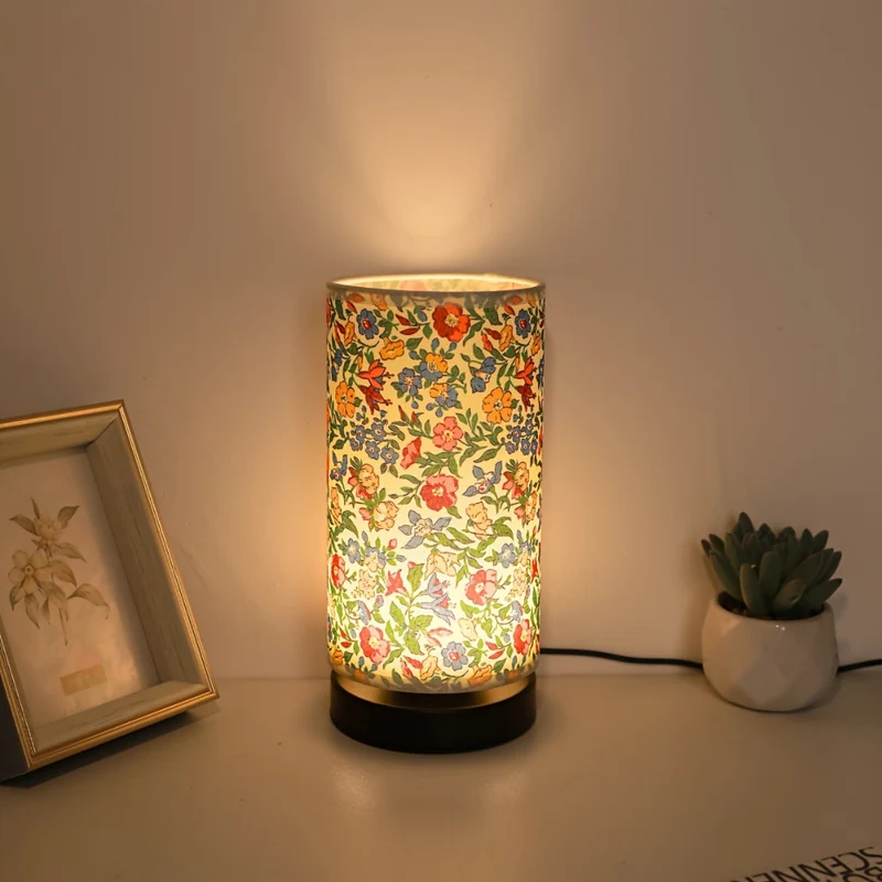Euroselle Floral Fabric Table Lamp for Cozy Vintage Lighting