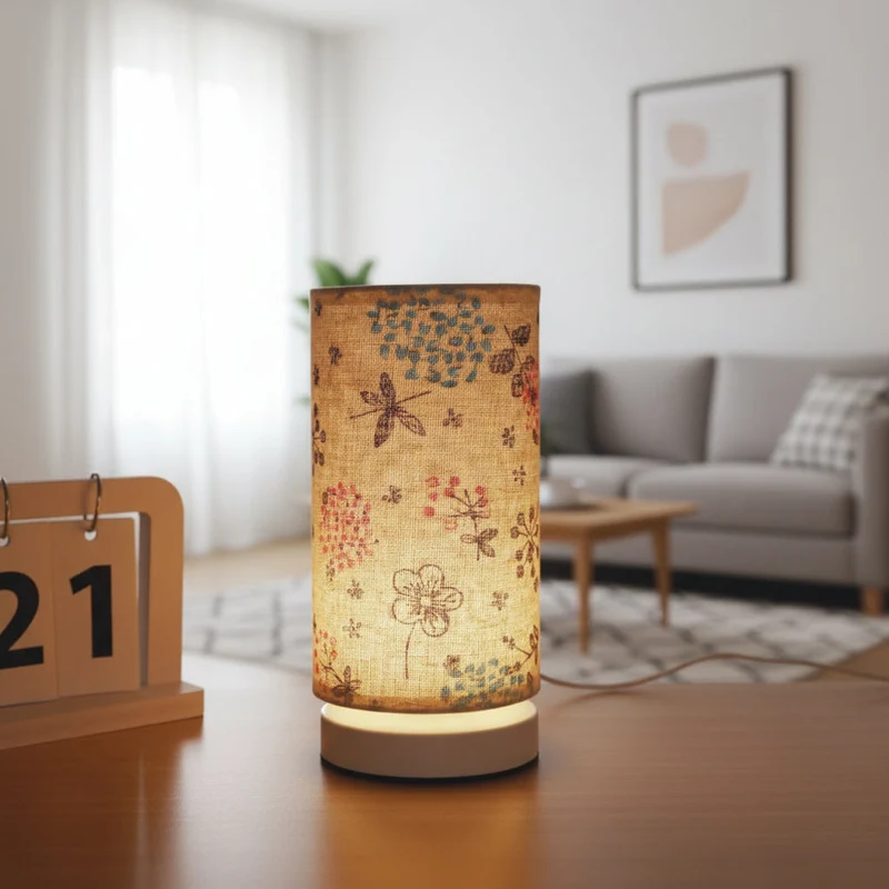 Euroselle Floral Fabric Table Lamp for Cozy Vintage Lighting