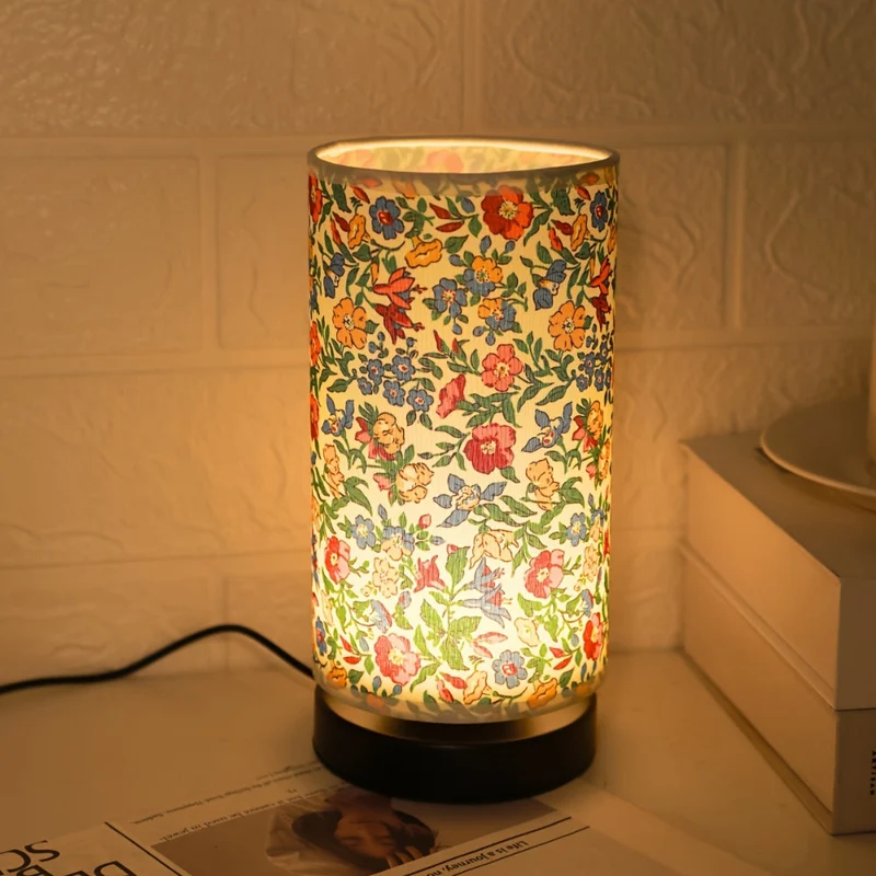 Euroselle Floral Fabric Table Lamp for Cozy Vintage Lighting