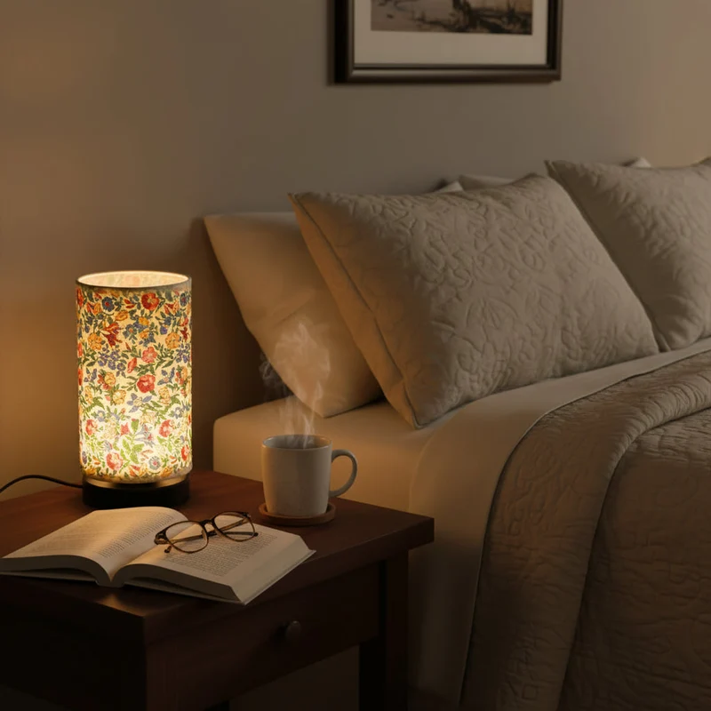 Euroselle Floral Fabric Table Lamp for Cozy Vintage Lighting