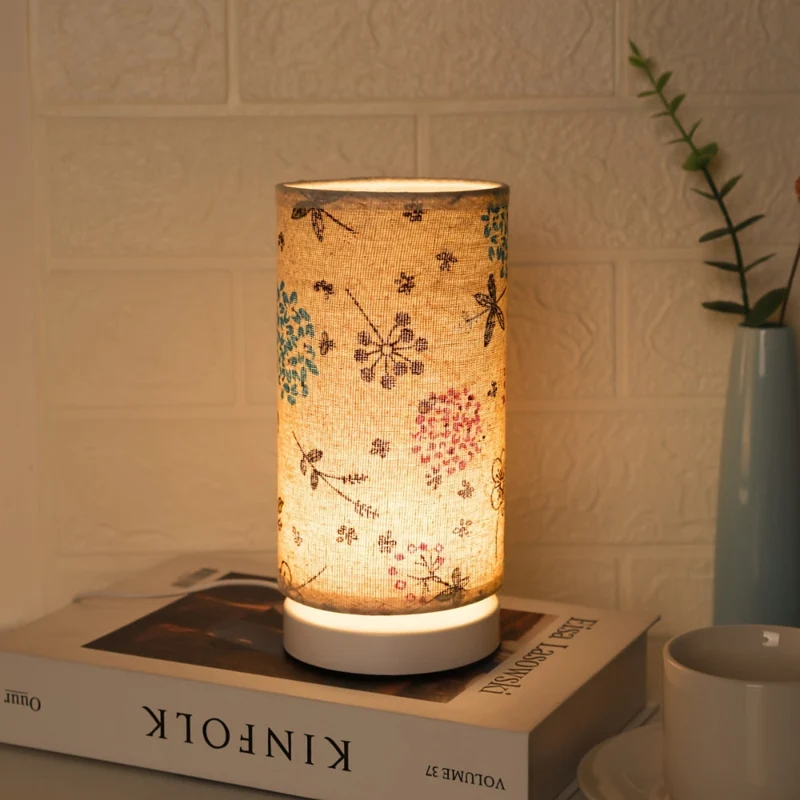 Euroselle Floral Fabric Table Lamp for Cozy Vintage Lighting