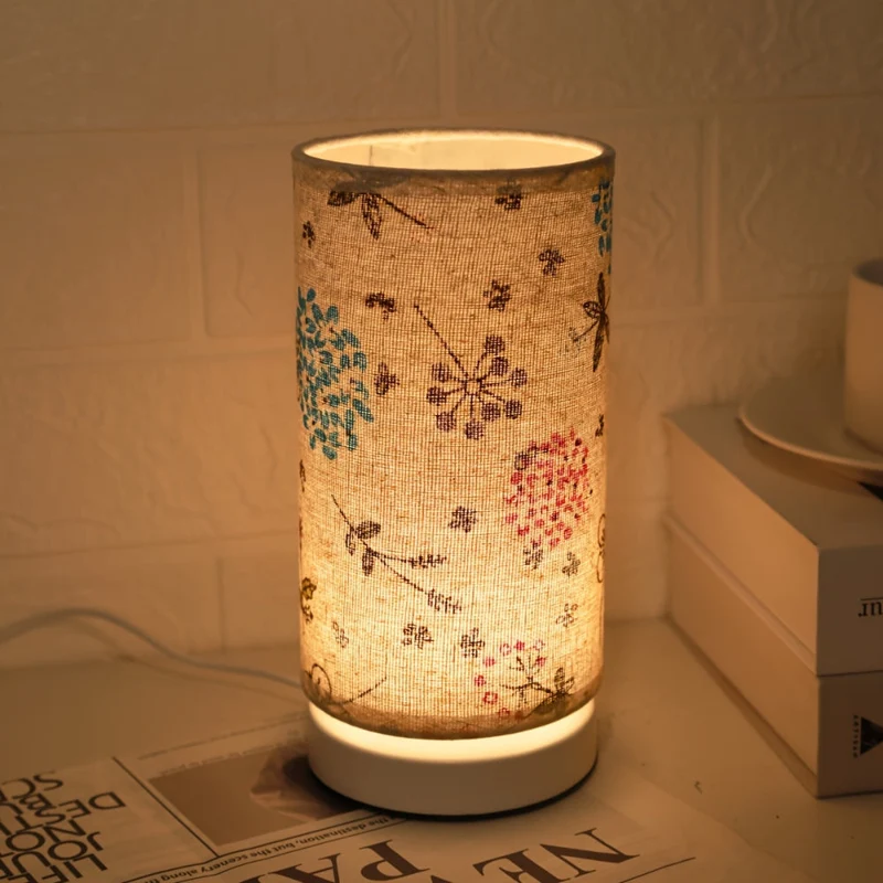 Euroselle Floral Fabric Table Lamp for Cozy Vintage Lighting