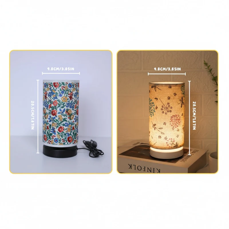 Euroselle Floral Fabric Table Lamp for Cozy Vintage Lighting