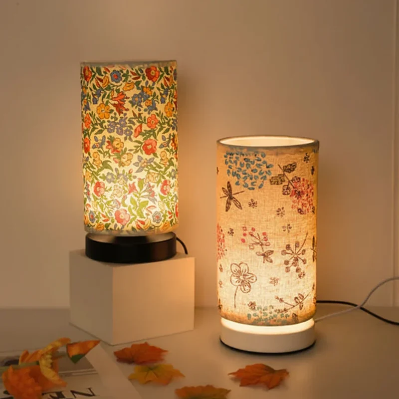 Euroselle Floral Fabric Table Lamp for Cozy Vintage Lighting