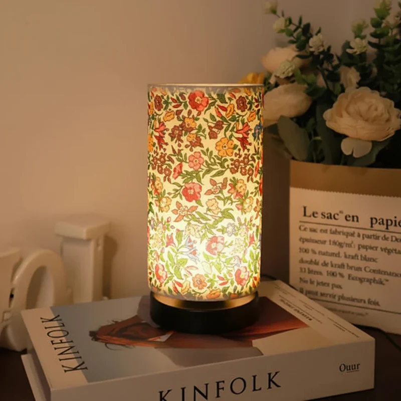 Euroselle Floral Fabric Table Lamp for Cozy Vintage Lighting