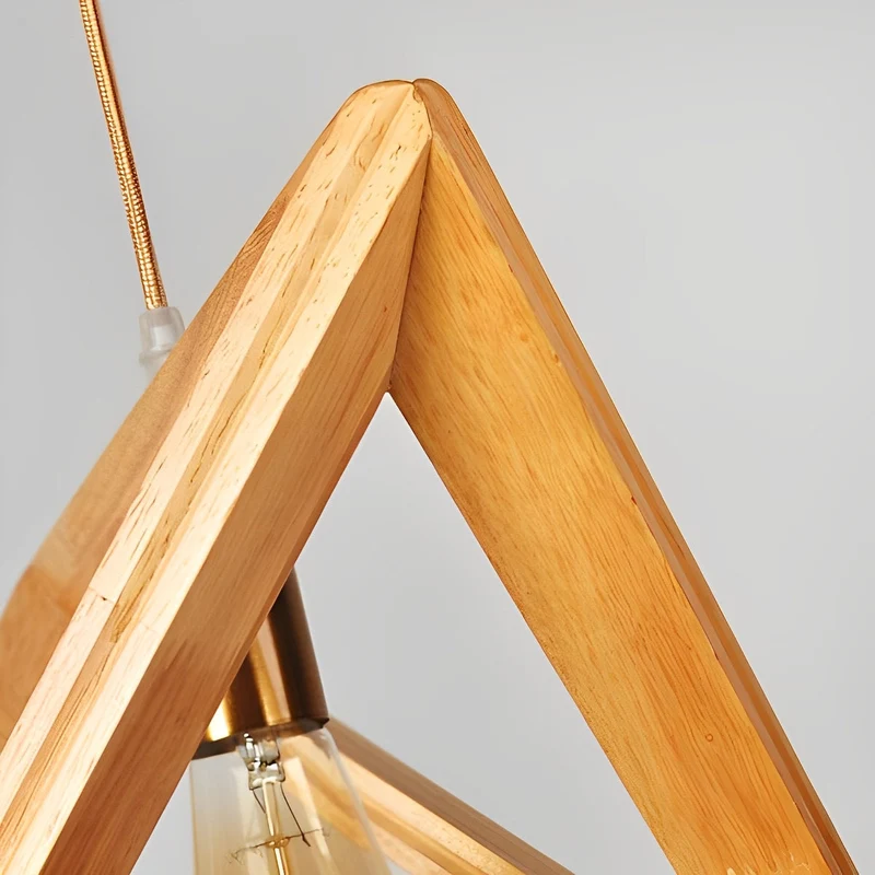 Euroselle Geometric Wood Frame Chandelier With Adjustable E27 Hanging Light